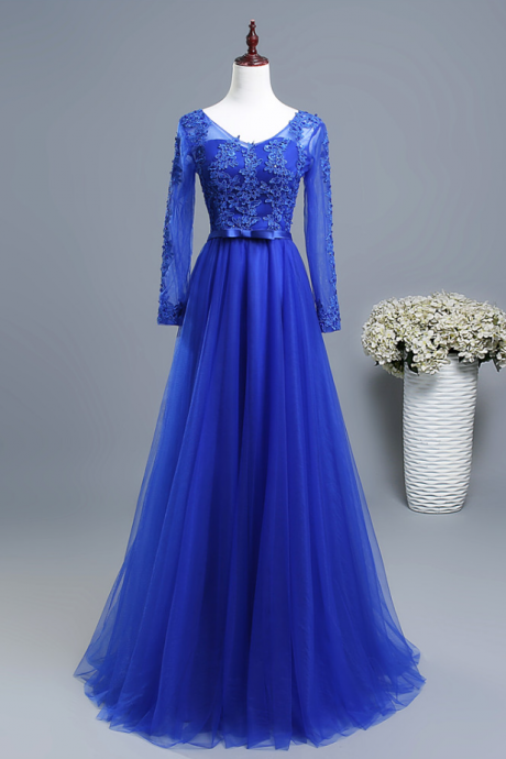 Prom Dresses,royal Blue A Line Prom Party Dress Long Evening Party Gowns