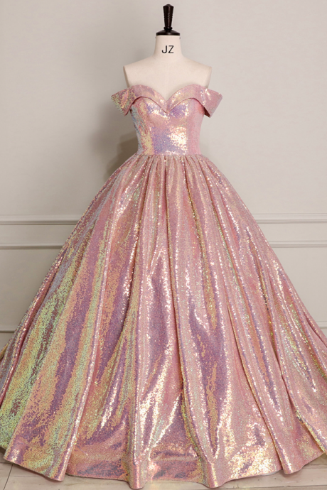 Prom Dresses, Off Shoulder Sequin Princess Party Dress