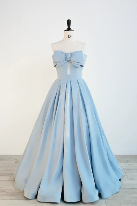 Prom Dresses,strapless Evening Dress,blue Prom Dress ,cute Party Dress