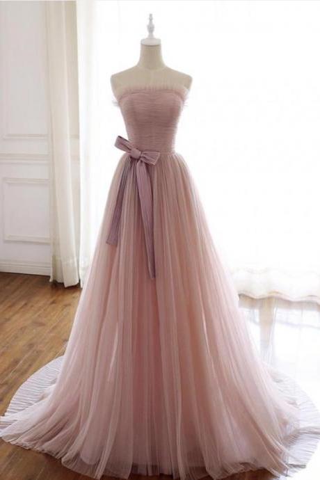 Prom Dresses,pink Trailing Long Gowns Sexy Strapless Party Dresses