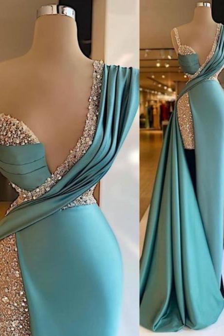 Prom Dresses,elegant Evening Sequins Embellished Prom Long Dresses