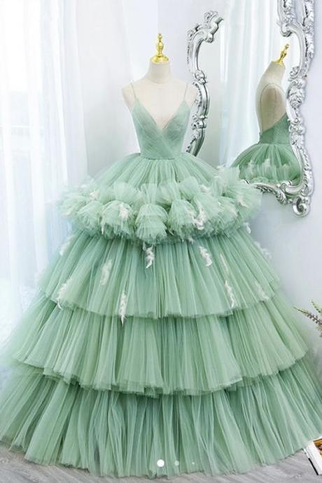 Prom Dresses,green Prom Dresses, Cocktail Tulle Dresses, Elegant Prom Dresses Pageant Dresses