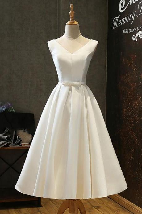 Homecoming Dresses,off Shoulder White V-neck Satin Short Short Cocktail Party Gowns, Party Gowns