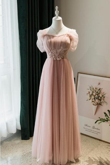 Prom Dresses,pink Vintage Style Long Tulle Party Dress