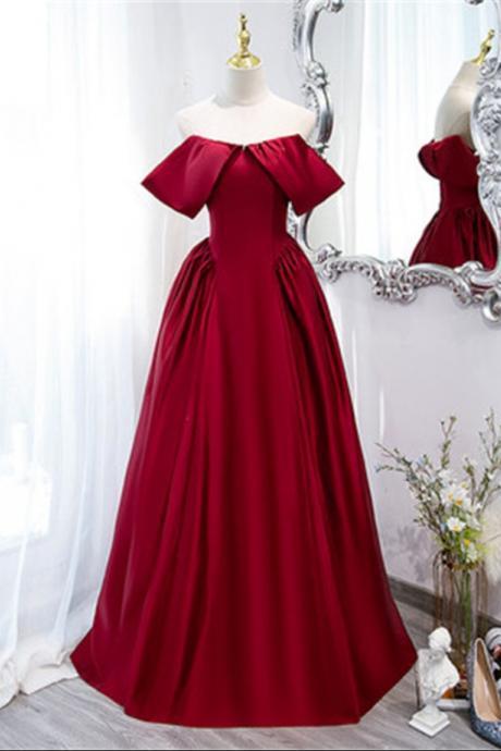 Prom Dresses,strapless Red Prom Dress Stain Party Dress Floor Length Lace Up Back Evening Dress