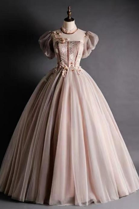 Prom Dresses,high-neck Evening Dress, Pink Party Dress, Princess Ball Gown Dress