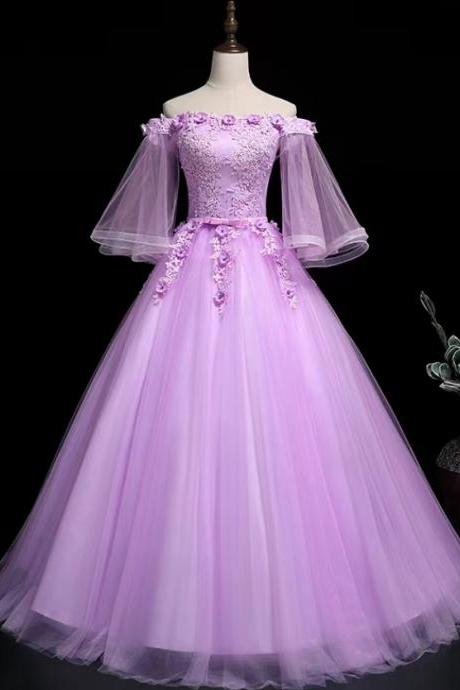 Prom Dresses,off Shoulder Wedding Dress, Elegant Prom Dress, Purple Party Dress,dream Ball Gown Dress
