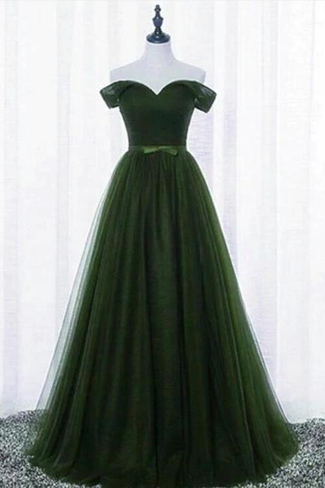 Prom Dresses,green Off Shoulder Sweetheart Long Party Dress