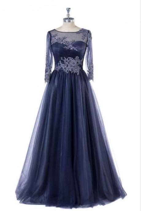 Prom Dresses,floor-length Tulle Prom Dresses With Sleeves