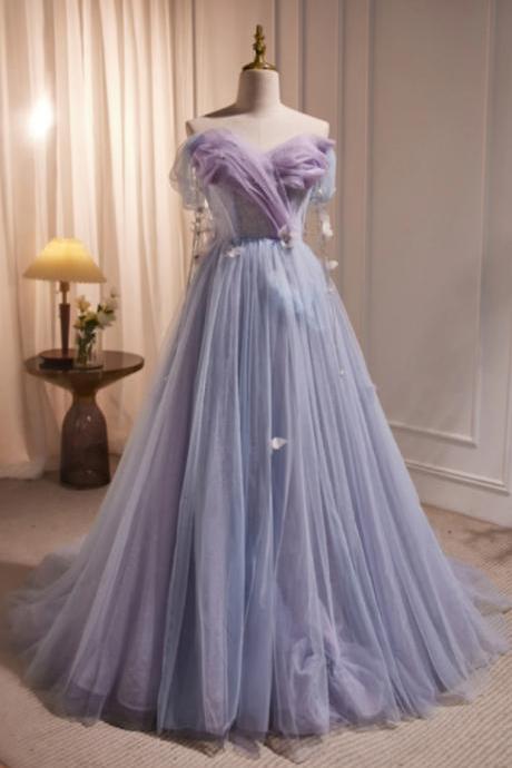 Prom Dresses,long Purple Tulle Prom Dresses, Long Purple Tulle Formal Evening Dresses