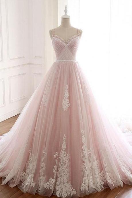 Prom Dresses,tulle Evening Dresses,a-line Prom Dresses,appliques Prom Gown