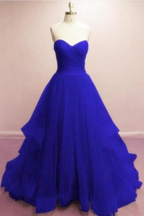 Prom Dresses,royal Blue Sweetheart Tull Prom Dresses