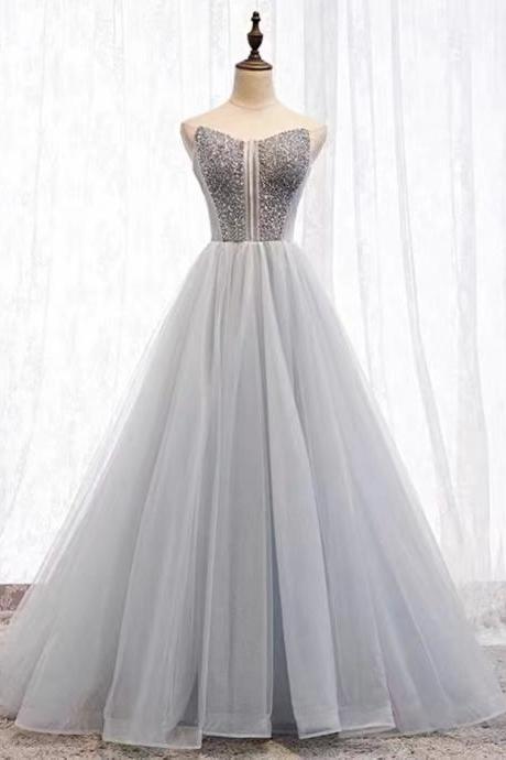 Prom Dresses,strapless Prom Dress,elegant Party Dress,stylish Evening Dress With Bead