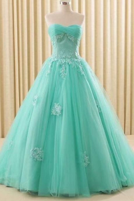 Prom Dresses,turquoise Lace Ball Gown Dress