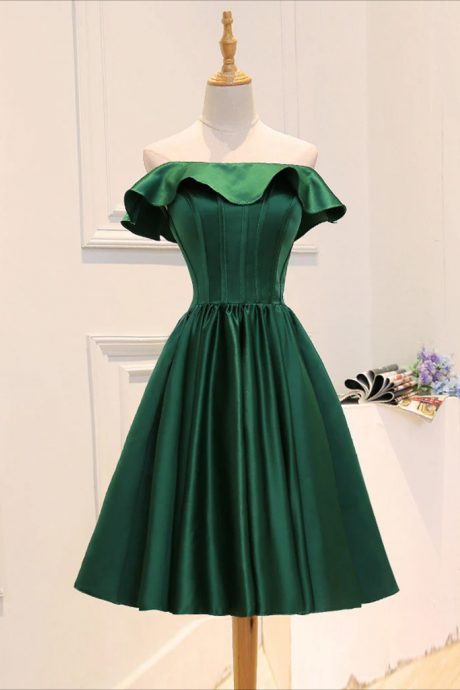 Homecoming Dresses,a-line Satin Green Short Prom Dress, Green Homecoming Dress