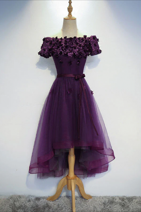 Homecoming Dresses,cute Purple High Low Prom Dress, Purple Homecoming Dresses