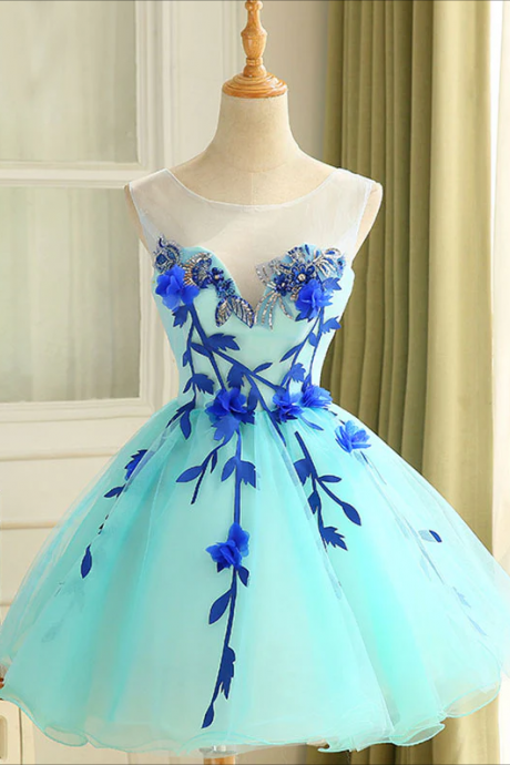 Homecoming Dresses,cute A Line Blue Tulle Minishort Prom Dress, Blue Homecoming Dress