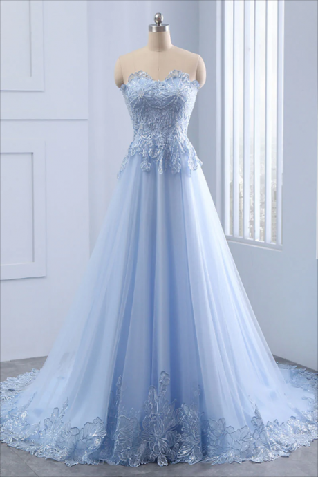 Charming Blue Prom Dress Long Evening Dress