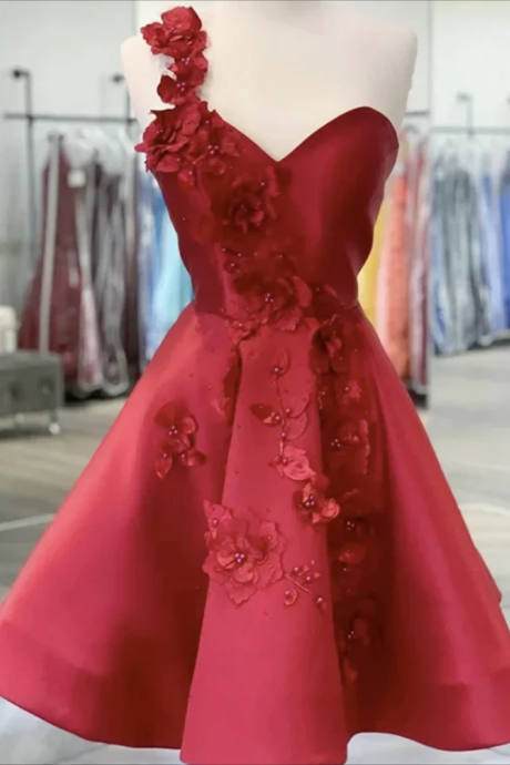 Luxury See Through Rhinestone Red Organza Homecoming Dresses, SF0055