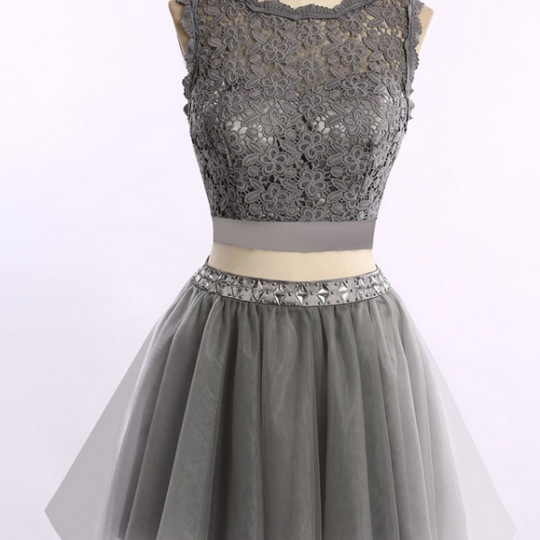 Grey Tulle Homecoming Dres..