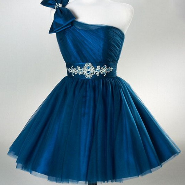 Sexy Hollow Black Tulle One-shoulder Ruffled 19th Birthday Homecoming Dress cc4031