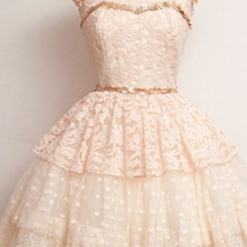 Unique Cap Sleeves High Low Sheer Neck Homecoming Dress, Cocktail Dresses with Lace UQ1811