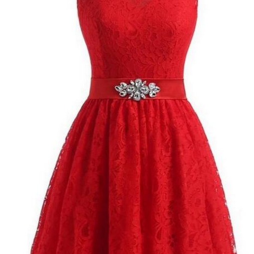 Full Lace Mini Party Dresses, Scoop Neck Short Women Dresses