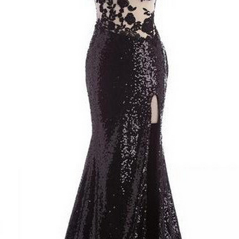 Black Long Appliques Mermaid Sweetheart Sequins Prom Dresses Prom Gowns ...