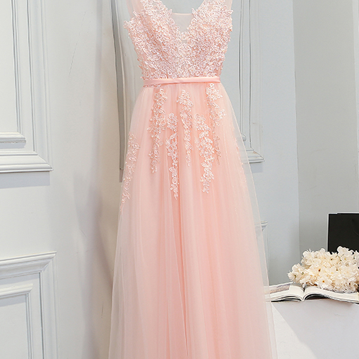 V Neck Long Pink Evening Dress Formal Dress on Luulla