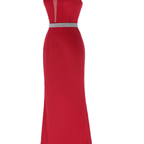 The Long Red Skirt With The Red Skirt Is The Evening Wedding Dress