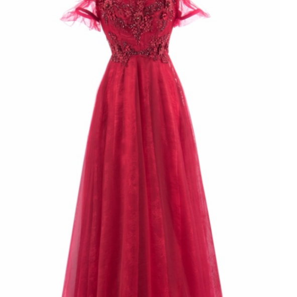 Attractive Red Dress Ah Long Higher Normal Neck Shoulder Open Dress ...