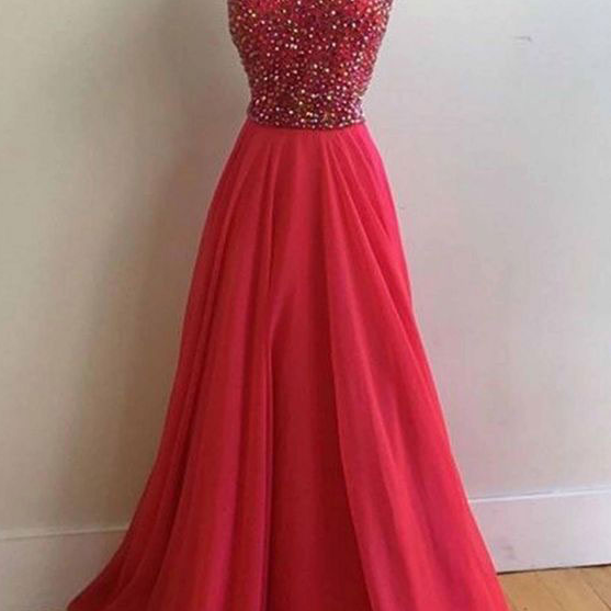 Halter Red Long Prom Dresses With Beaded Evening Dresses Long For Women