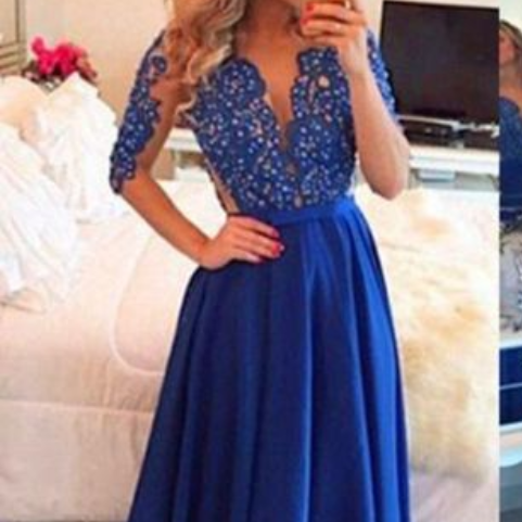strapless open back dress Chic Mermaid Spaghetti Straps Lace Long Prom Dresses Sky Blue Evening