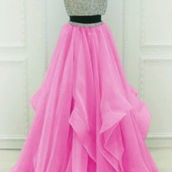 Chiffon and Lace Long Dresses with Illusion Neck Royal Blue Plus Size main image 0