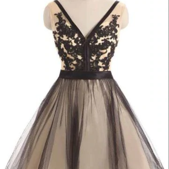 Homecoming dresses,Tulle Lace V-neck Short Prom Dress Homecoming Dresses