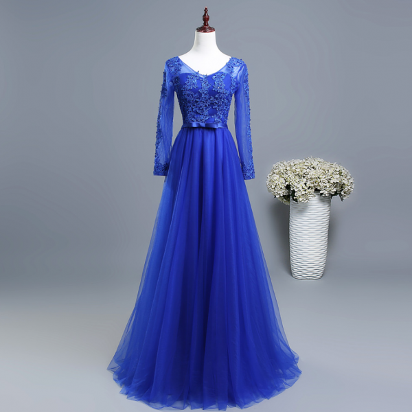 Prom Dresses,Royal Blue A Line Prom Party Dress Long Evening Party Gowns