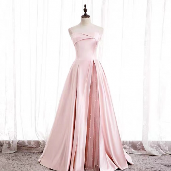 Prom Dresses, Strapless Evening Dress, Fairy Elegant Prom Dress,pink Party Dress