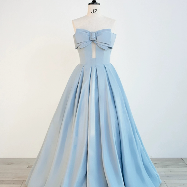 Prom Dresses,Strapless Evening Dress,blue Prom Dress ,cute Party Dress
