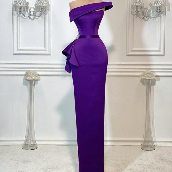 Prom Dresses,Purple Satin Evening Dresses Evening Gowns