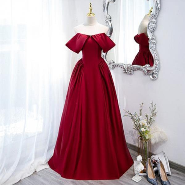 Prom Dresses,Strapless Red Prom Dress Stain Party Dress Floor Length Lace Up Back Evening Dress