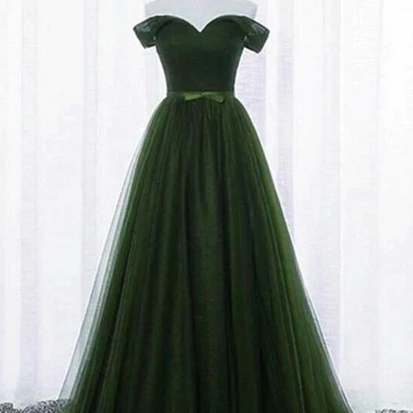 Prom Dresses,Green Off Shoulder Sweetheart Long Party Dress