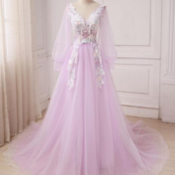 Prom Dresses,Lace Appliques Evening Gown Prom Dresses