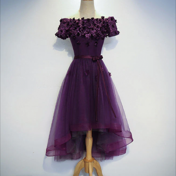 Homecoming Dresses,Cute Purple High Low Prom Dress, Purple Homecoming Dresses