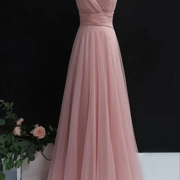 Tulle Sequin Long Prom Dress Tulle Formal Dress main image 1