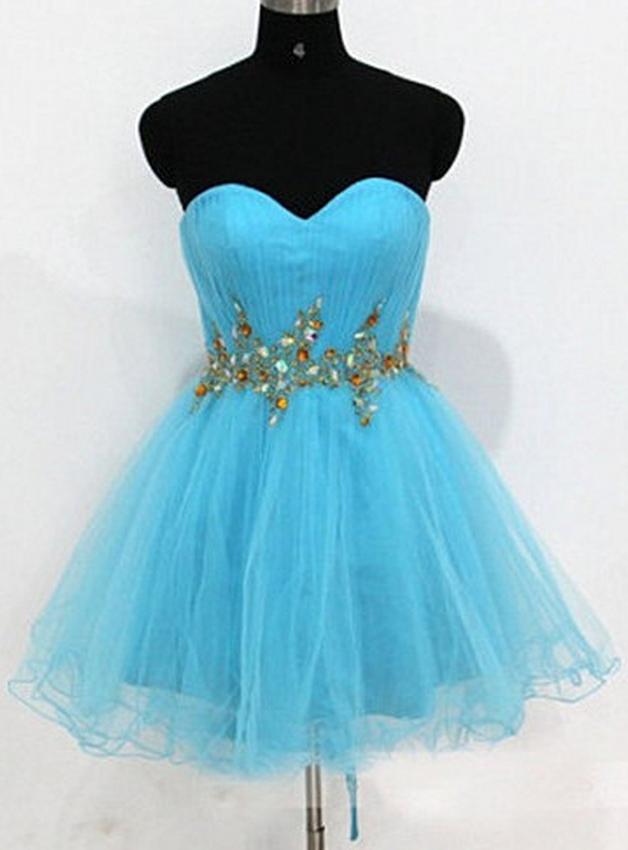 Blue Sweetheart Homecoming Dress,organza Homecoming Dresses on Luulla