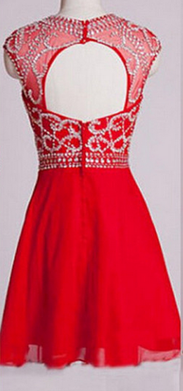 Dark Red Ruffled V-neck Homecoming Dress