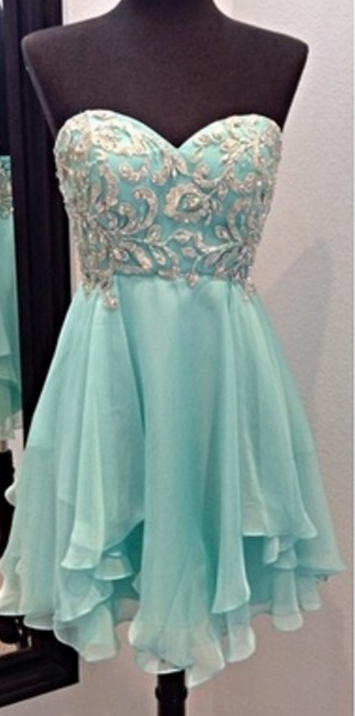 Mint Sweetheart Homecoming Dress With Sparkle Appliques on Luulla