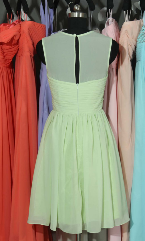 Sage Bridesmaid Dress, Sage Chiffon Bridesmaid Dress, Short Bridesmaid ...