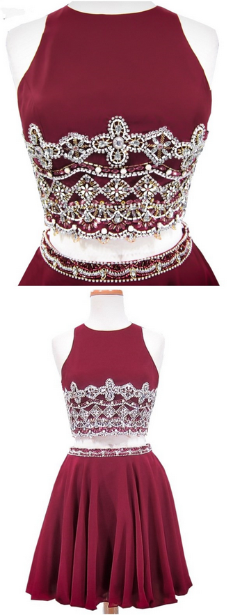 Grade Prom Party Dresses A-line Scoop Sleeveless Beaded Crystals ...