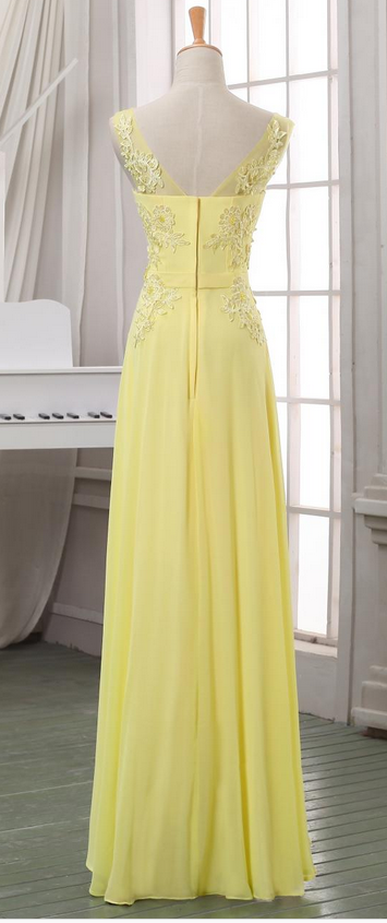 Yellow Lace Evening Dress,lace Appliqued V Back Evening Dress/prom ...